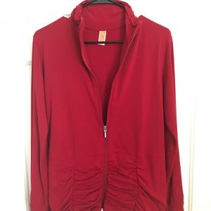 Lucy Ruched Activewear Jacket - Crimson Red
